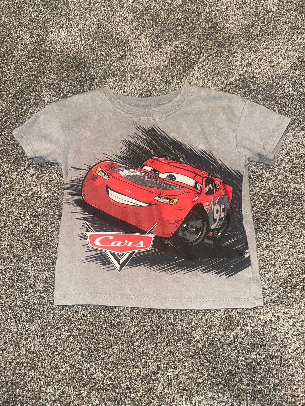 Disney Gray Tee with Red Lightning McQueen Graphic